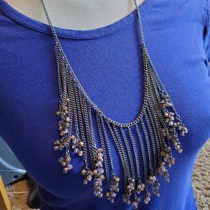 24" Gunmetal Vera Wang Bib 3.5" Tassel Necklace